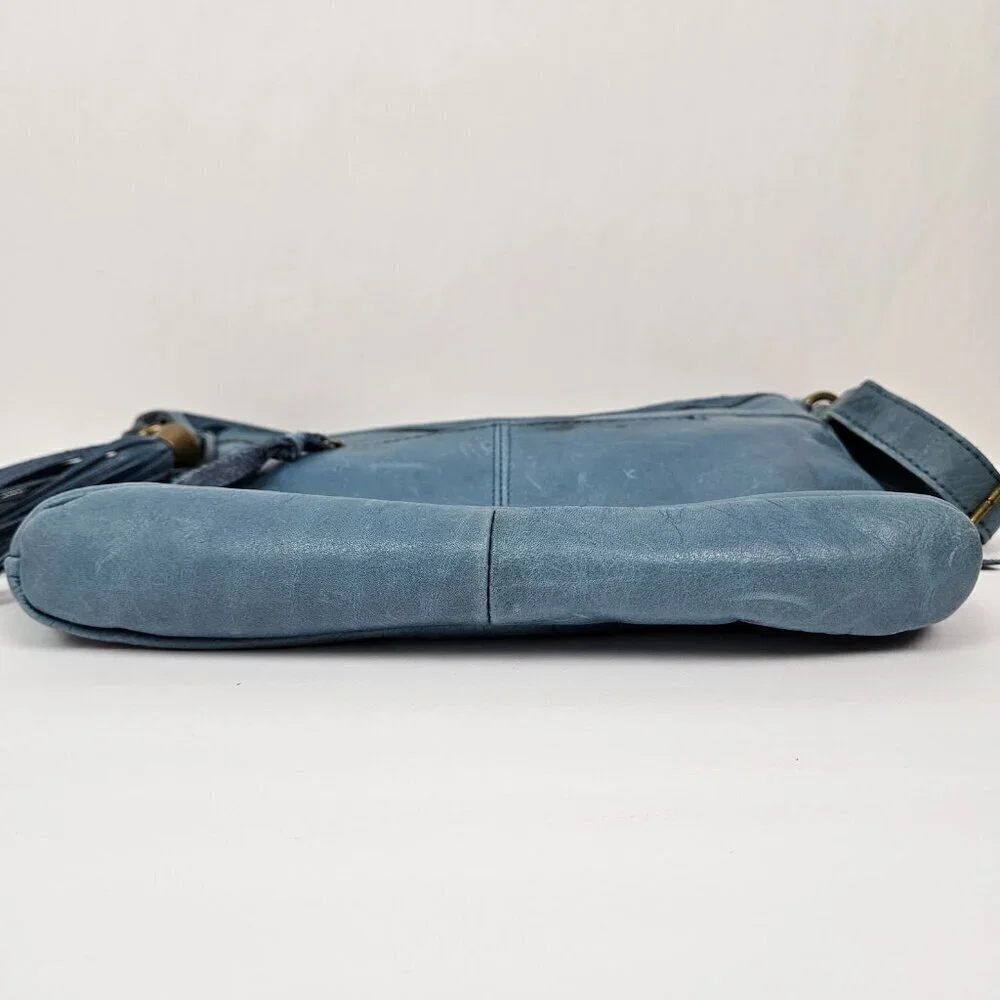 Lucky Brand Boho Blue Leather Crossbody Bag - Picture 16 of 16